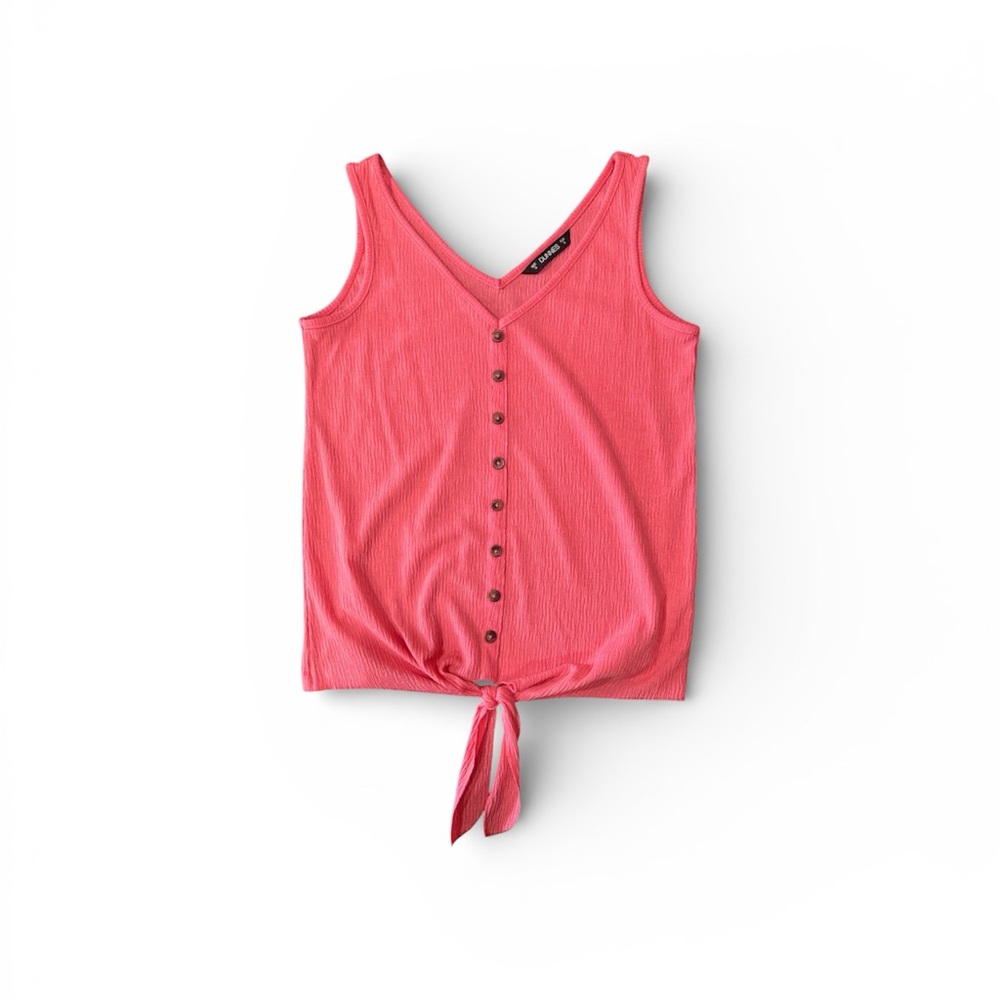 Dunnes Pink Button-Down Tie-Front Tank Top size S